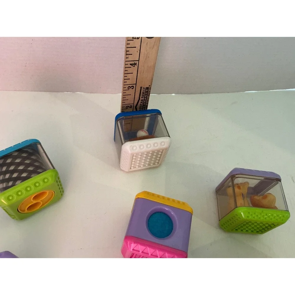 Fisher-Price Vintage Peek-a-Blocks Activity Sensory Building Blocks Set of 9